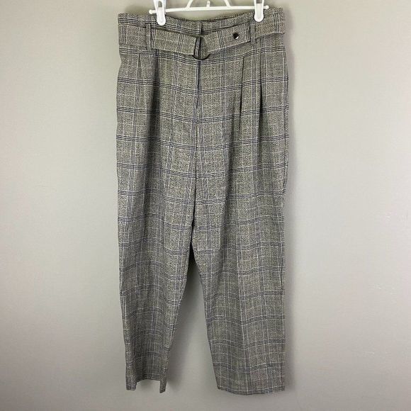 NWT TOPSHOP Grey Checkered Crop Trousers - Picture 2 of 10